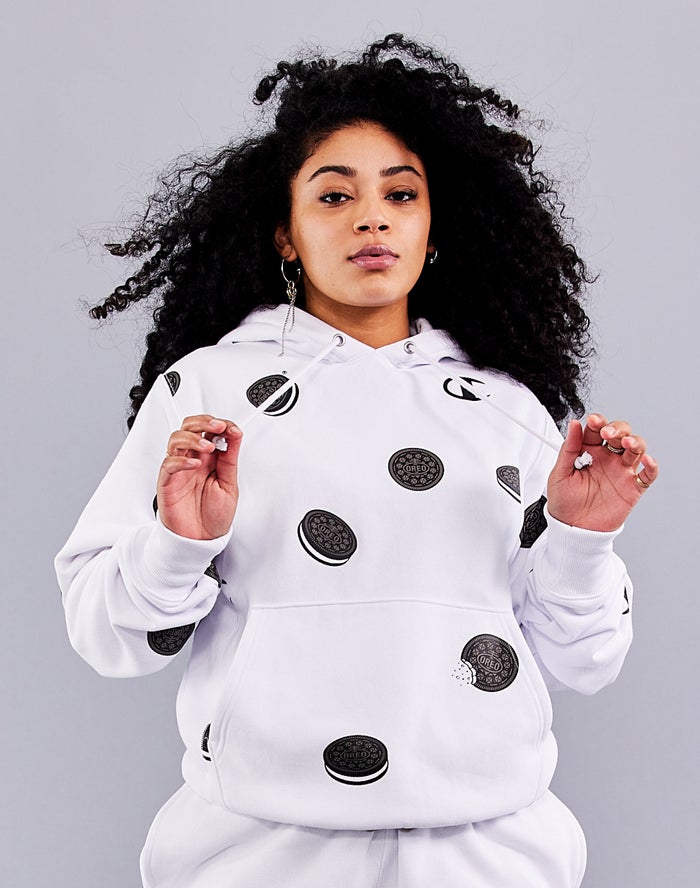 Champion Mens Hoodie NZ - Oreo® Reverse Weave Cookie All Over Print White ( 7081-ZIQGL )